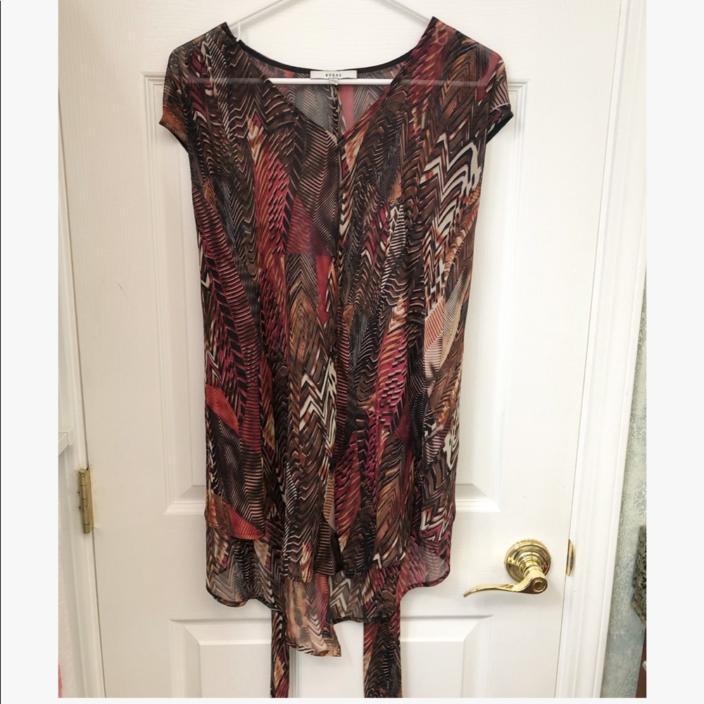 Sheer Printed Shirt with tie